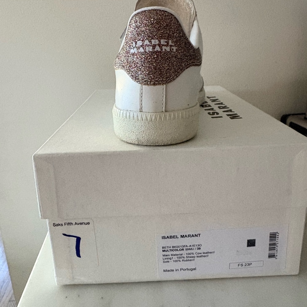 Isabel Marant White and Gold Glitter Sneakers